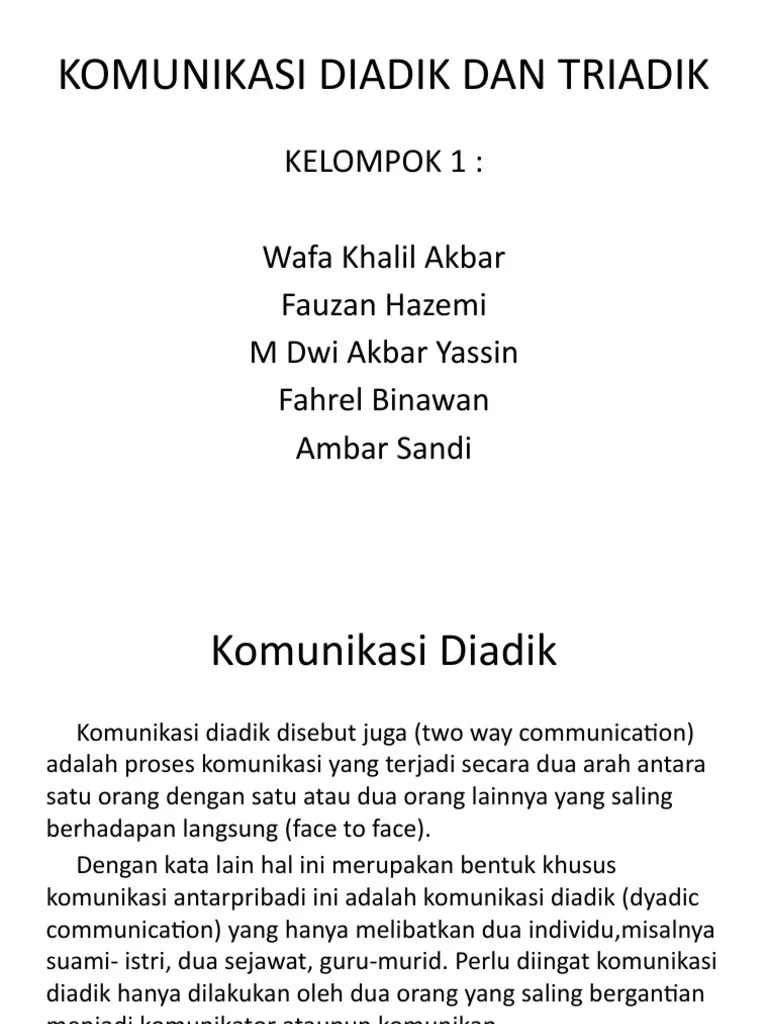 Komunikasi Diadik Dan Sharing | PDF