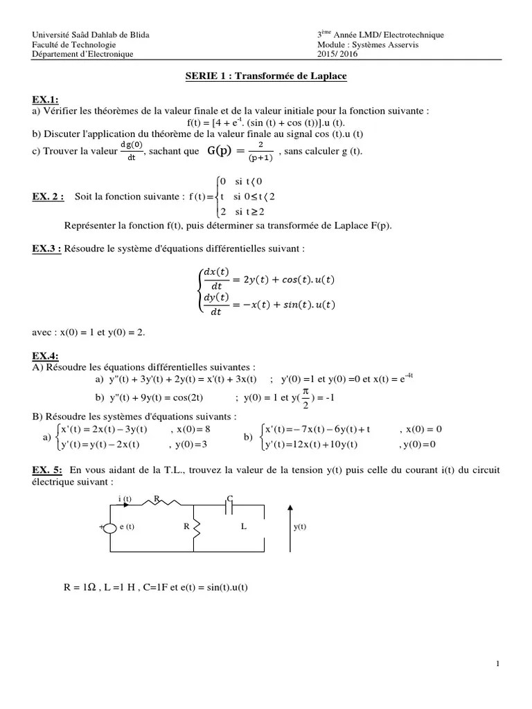 4 TD1 | PDF | Transformation de Laplace | Objets mathématiques