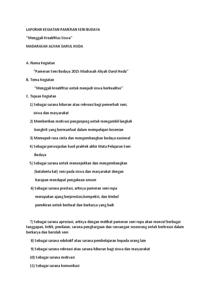 Laporan Kegiatan Pameran Seni Budaya | PDF