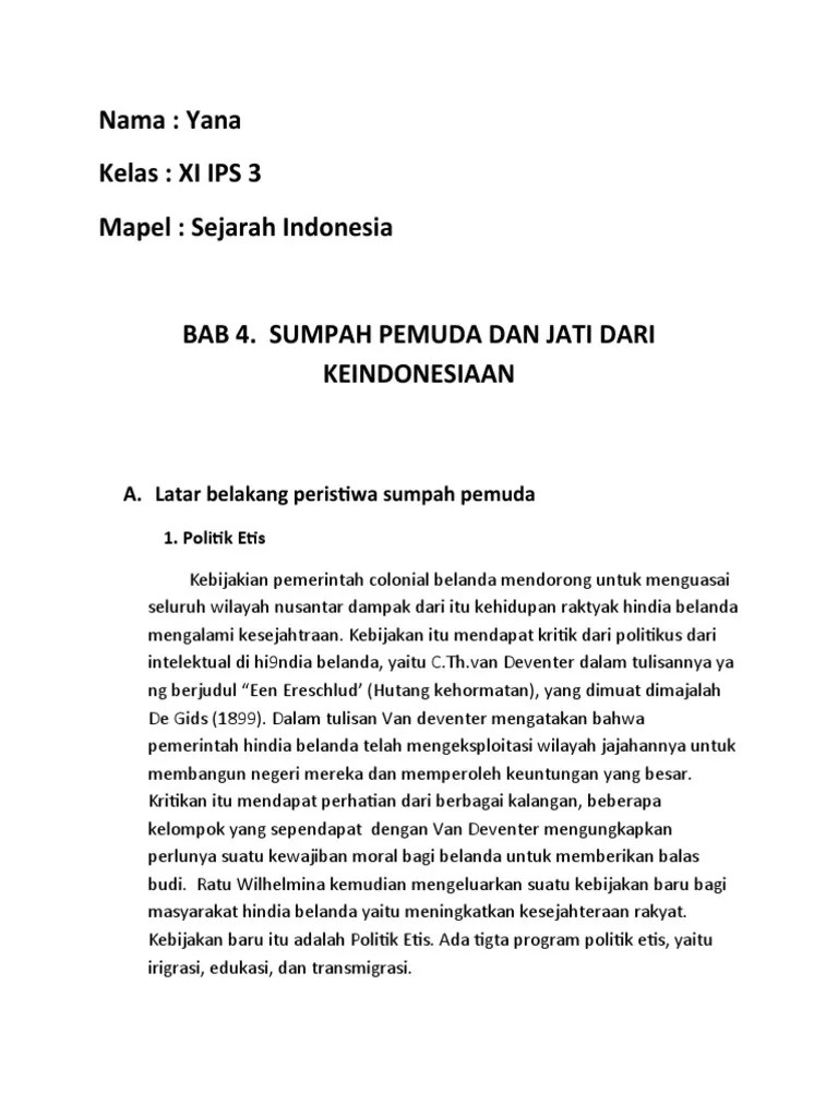 Bab 4 Sumpah Pemuda Dan Jati Dari Keindonesiaan | PDF