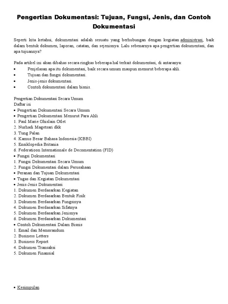 Pengertian Dokumentasi | PDF