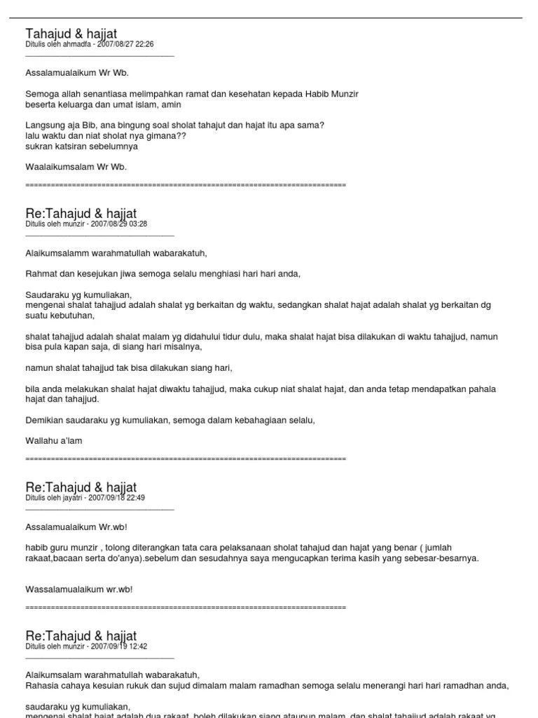 Cara Dan Niat Sholat Hajat Dan Tahajud