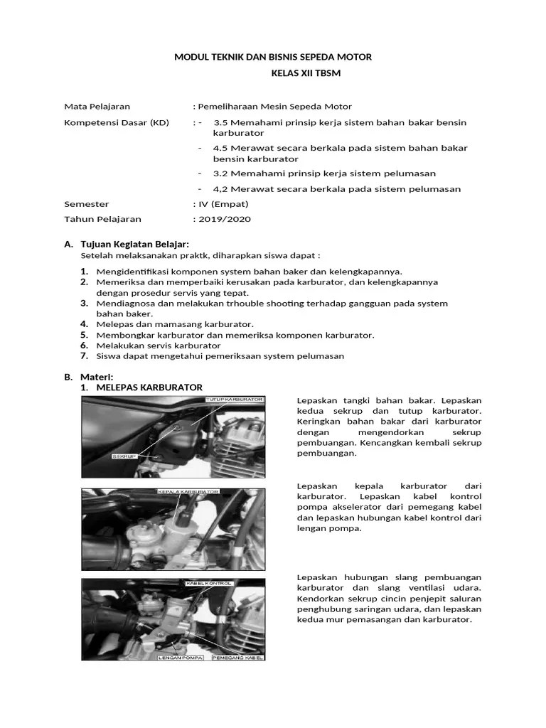 MODUL TBSM PEMELIHARAAN MESIN SEPEDA MOTOR-dikonversi | PDF