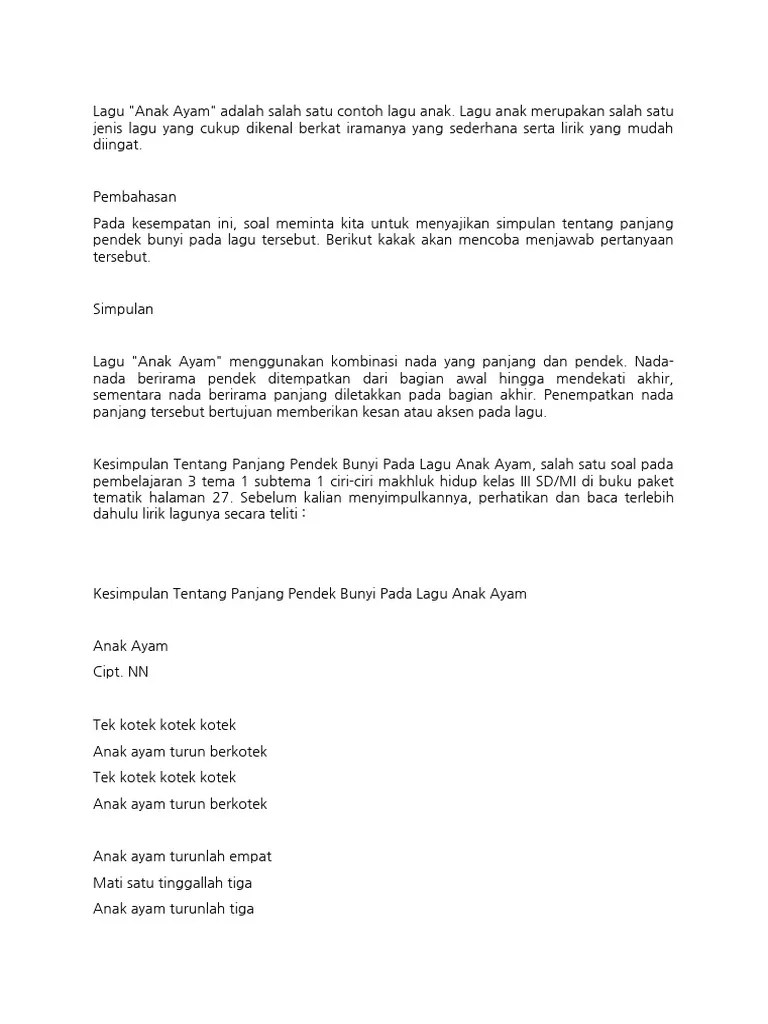 Lagu Anak Ayam | PDF