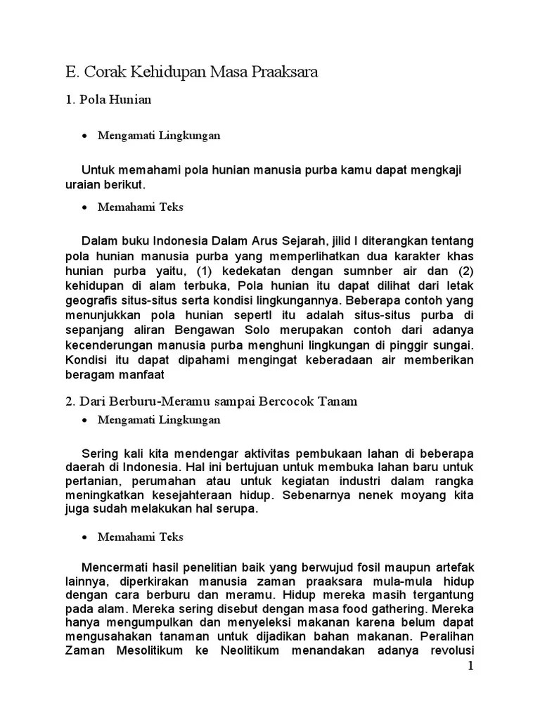 E. Corak Kehidupan Masa Praaksara-Dimas Maulana Dan Harfa Arba | PDF