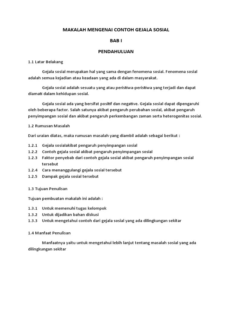 Makalah Mengenai Contoh Gejala Sosial | PDF