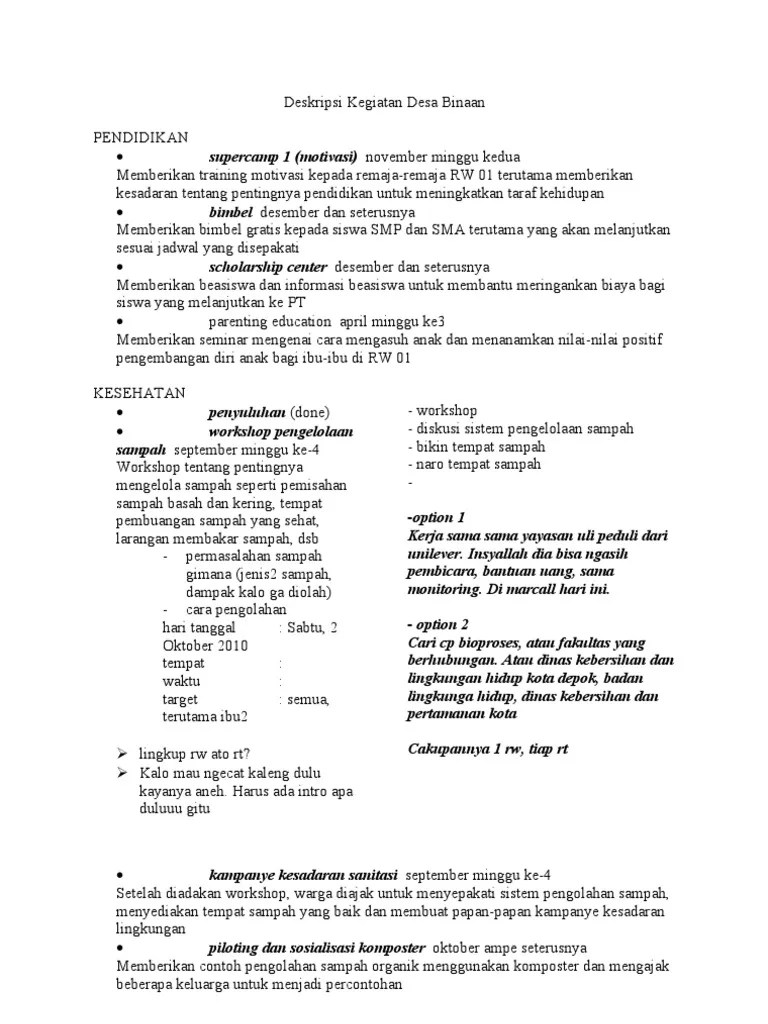 Deskripsi Kegiatan Desa Binaan | PDF
