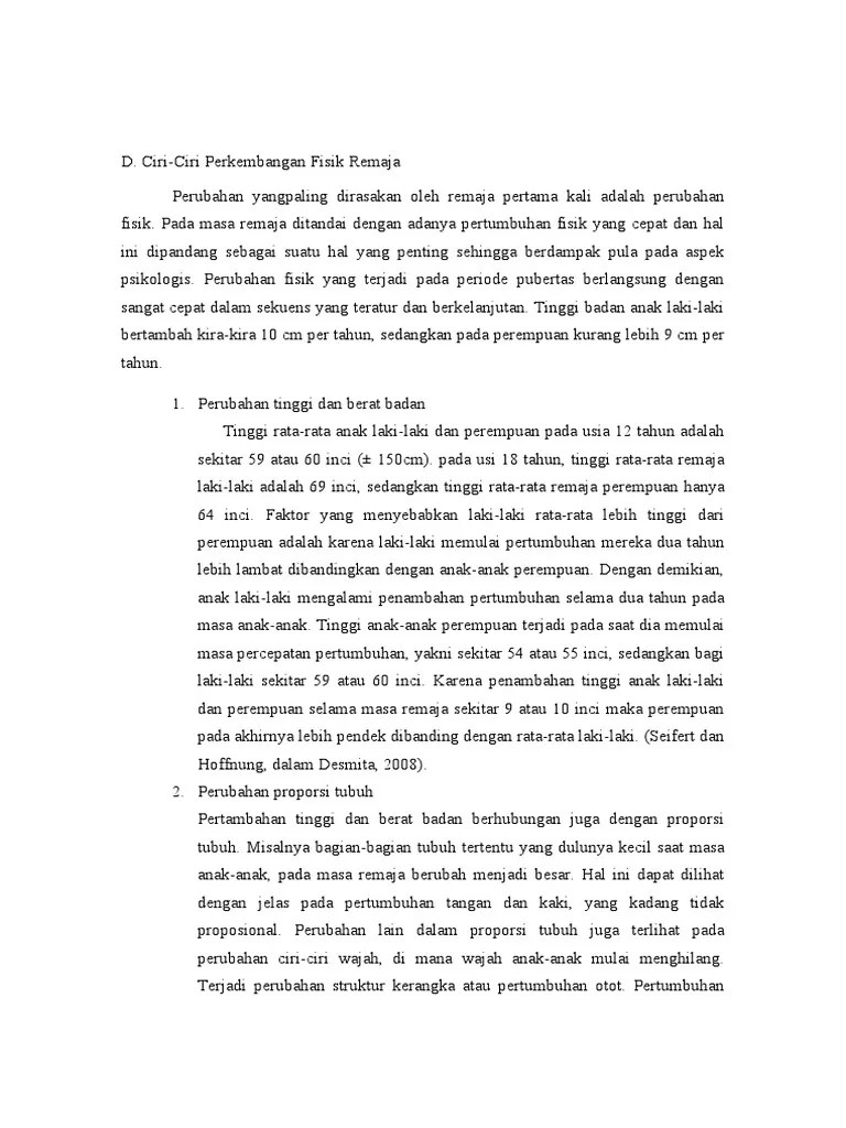 Ciri-Ciri Fisik Remaja