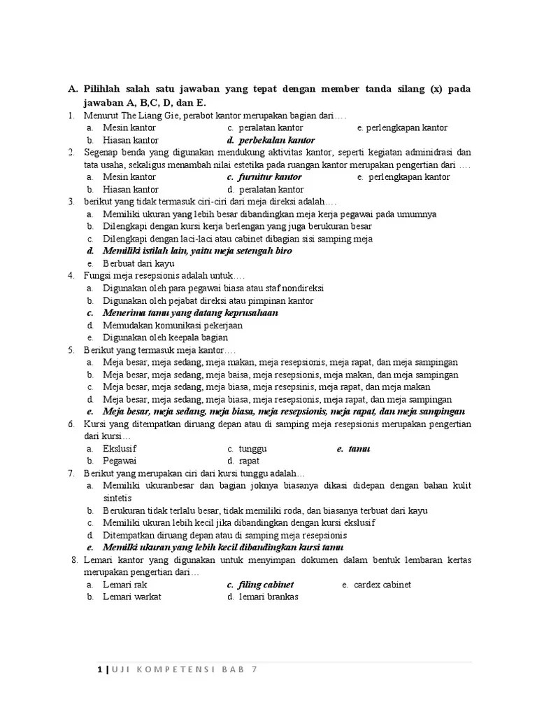 Latihan Uji Kompetensi Paket Sarpras | PDF