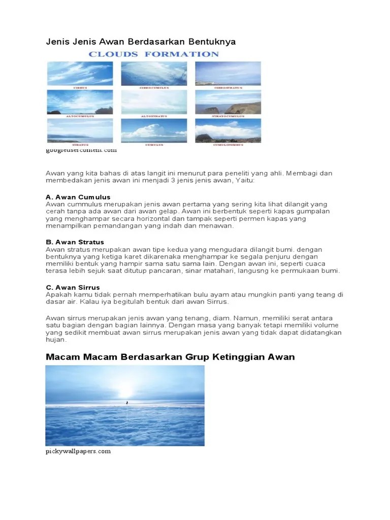 Jenis Jenis Awan Berdasarkan Bentuknya | PDF