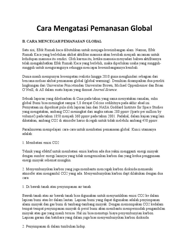 Cara Mengatasi Pemanasan Global