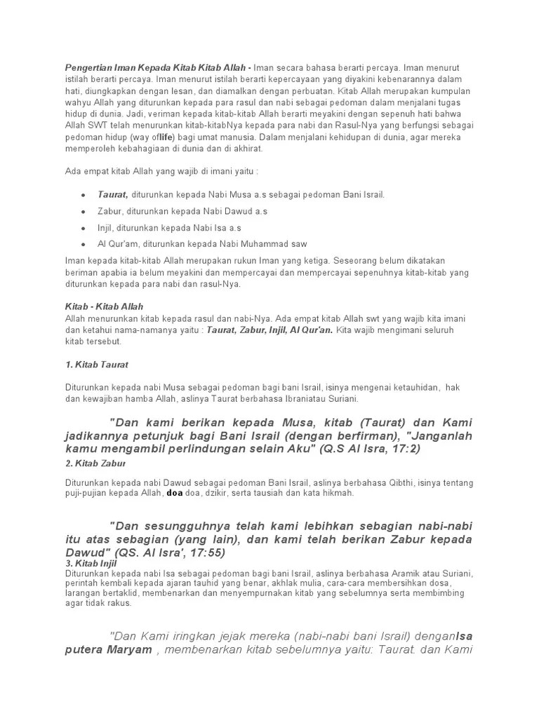 Pengertian Iman Kepada Kitab Kitab Allah | PDF