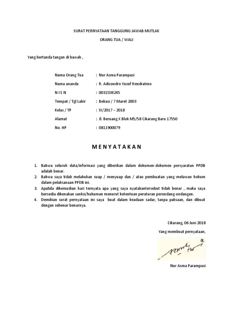 Surat Pernyataan Tanggung Jawab Mutlak | PDF