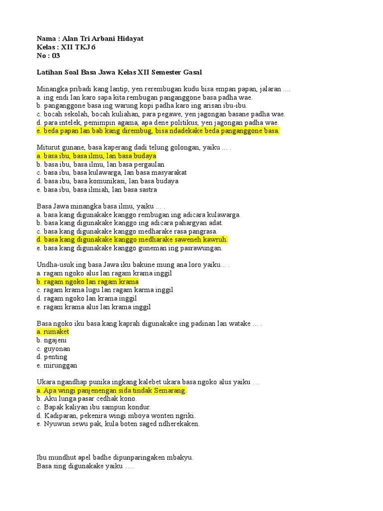 Alan Tri Arbani Hidayat - 03 - XII TKJ 6 - Latihan PAS | PDF