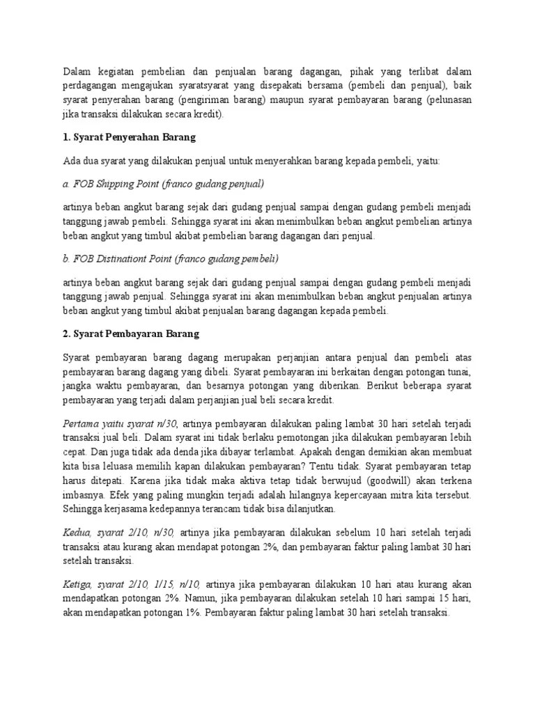Syarat Pembayaran Dan Penyerahan | PDF