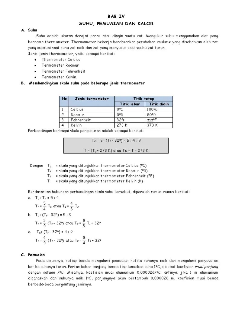Materi Les Privat Bab Suhu Dan Kalor | PDF