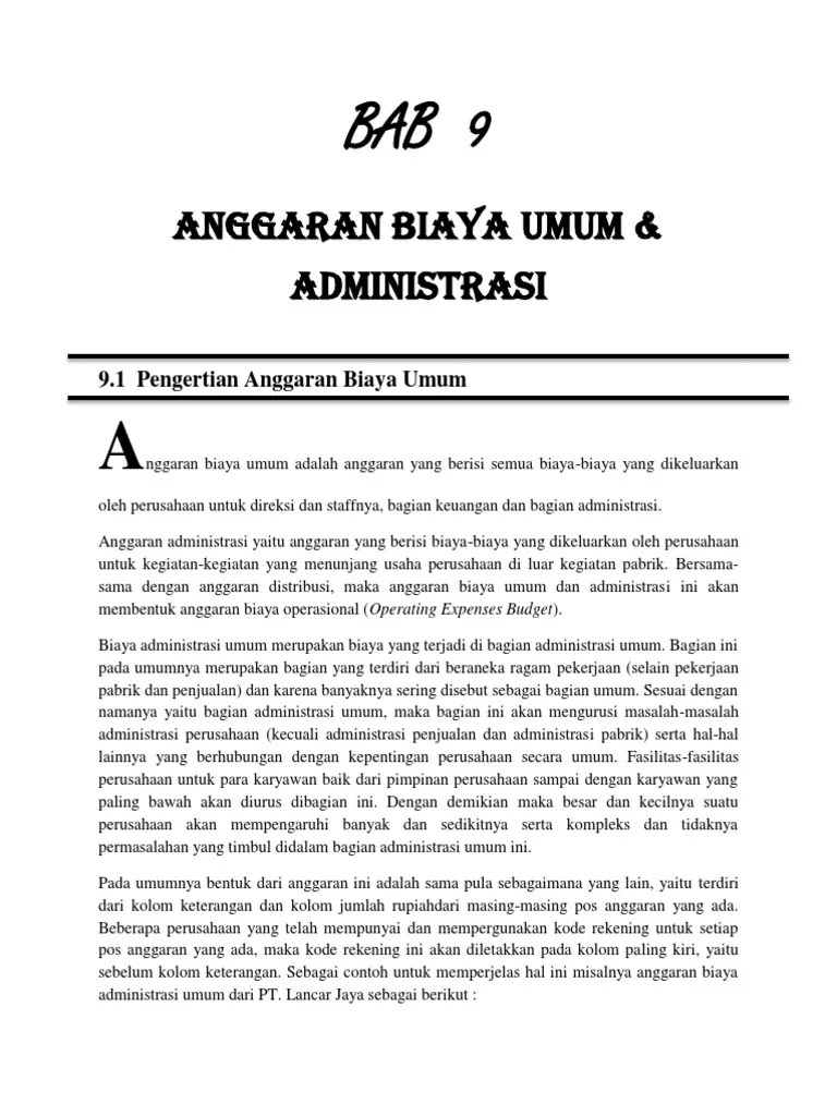 Materi 9. Anggaran Biaya Umum Dan Administrasi | PDF
