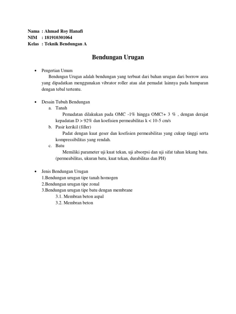Ahmad Roy Hanafi Teknik Bendungan A | PDF
