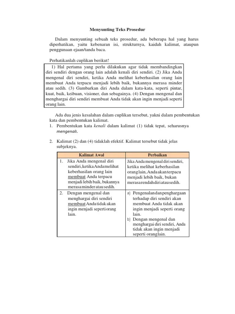 Menyunting Teks Prosedur | PDF
