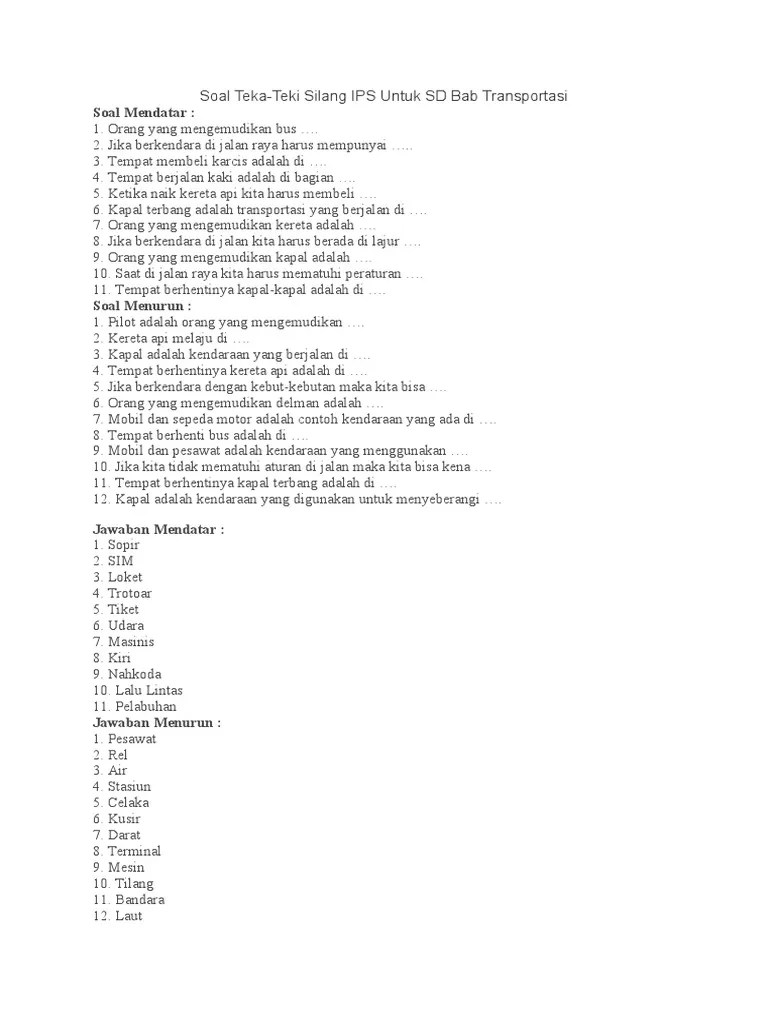 Teka-Teki Silang 2 Soal | PDF