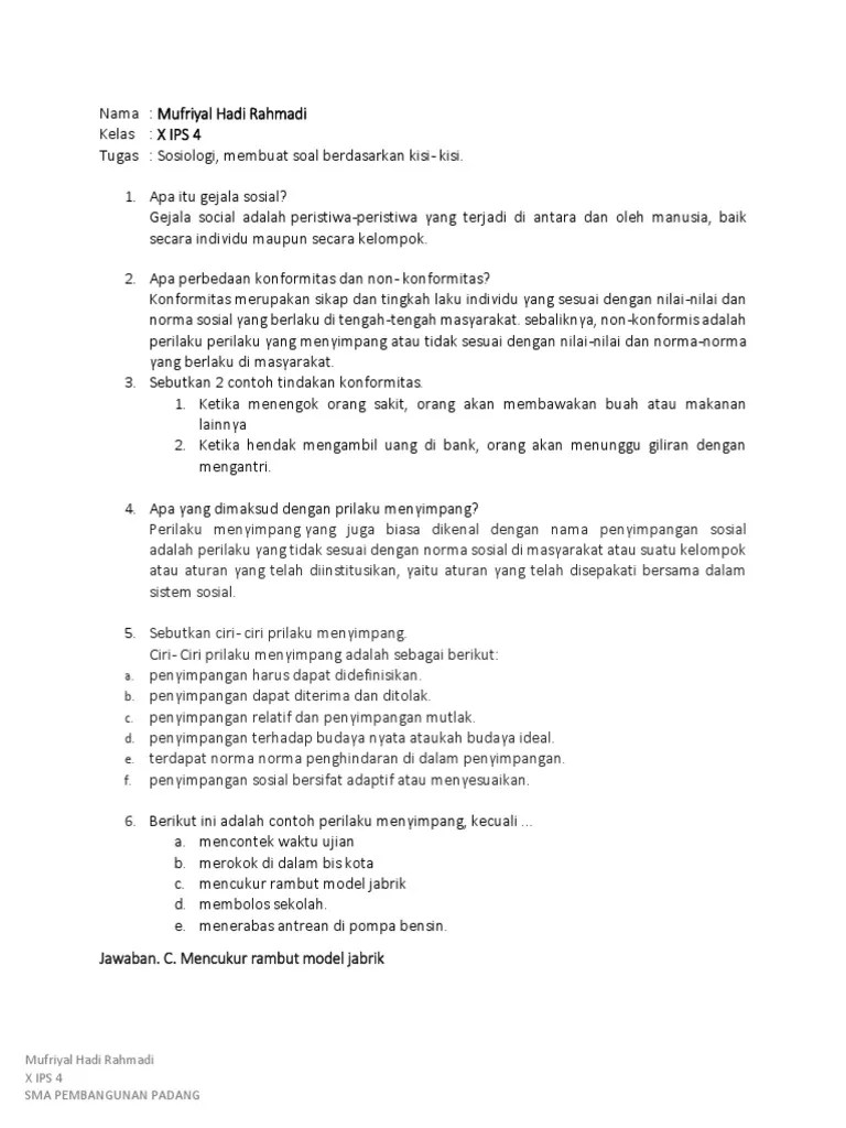 Soal Sosiologi Adi | PDF