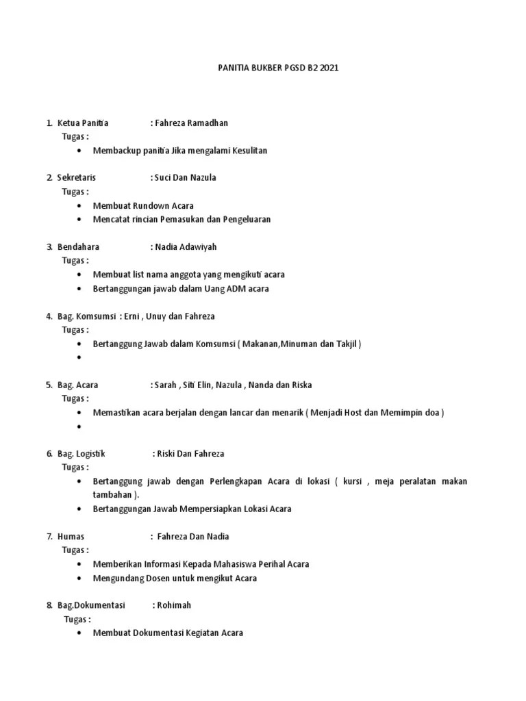Panitia Bukber PGSD b2 2021 | PDF