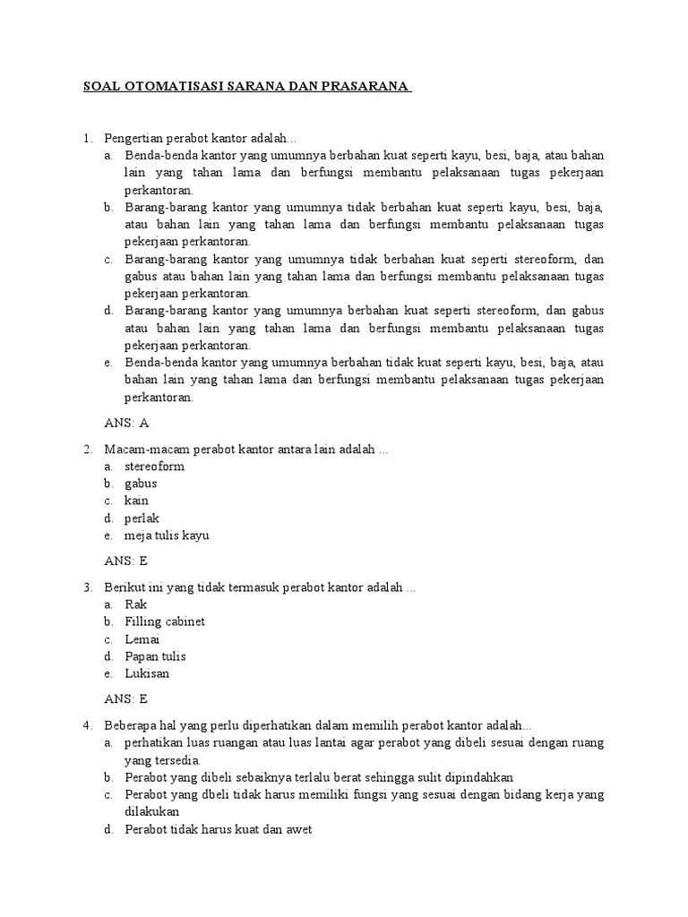 SOAL OTOMATISASI SARANA DAN PRASARANAa | PDF