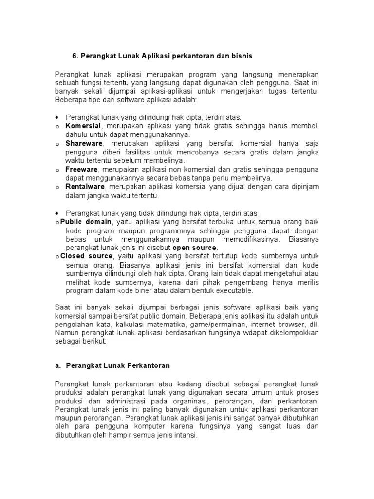 Perangkat Lunak Aplikasi Perkantoran Dan Bisnis | PDF