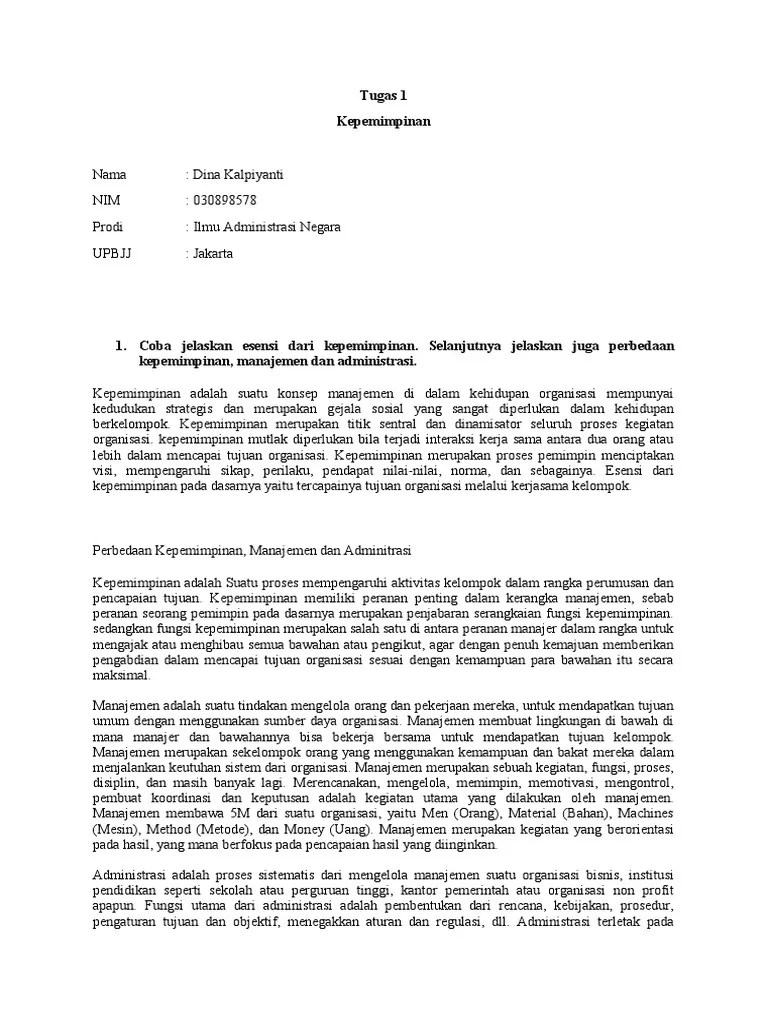 Kepemimpinan Tugas 1 | PDF