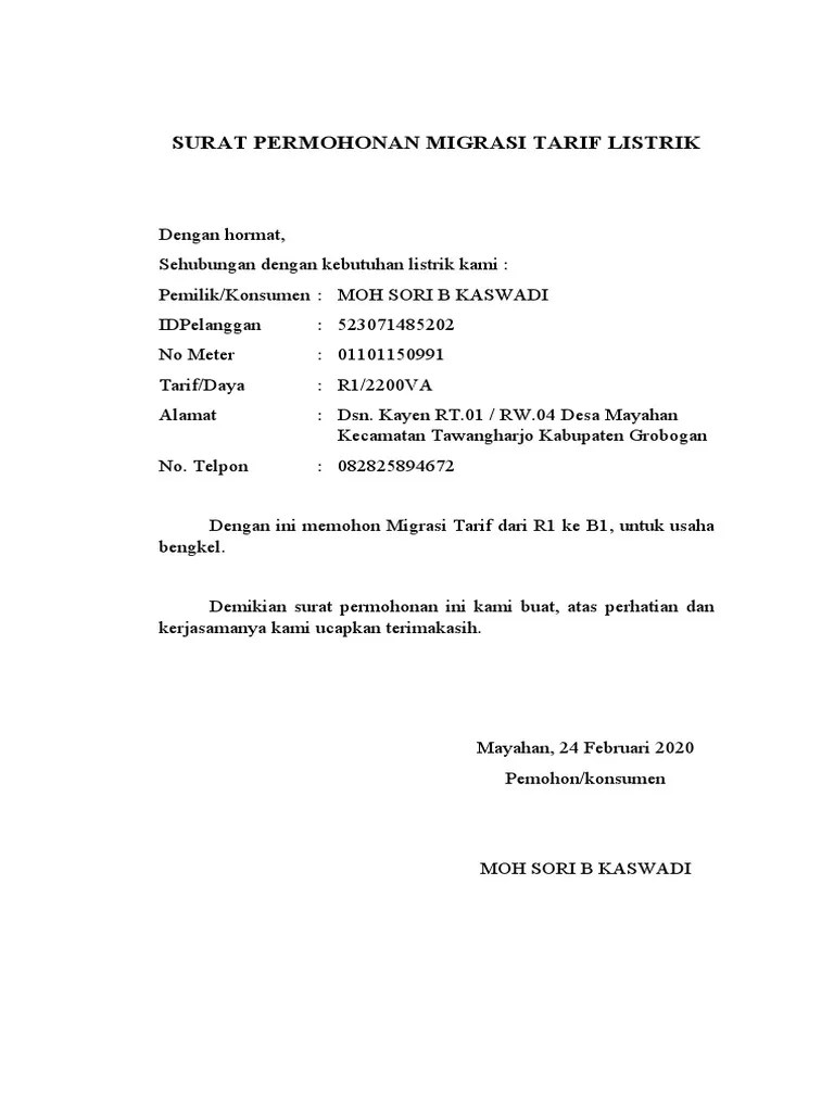Permohonan Tarif Listrik | PDF