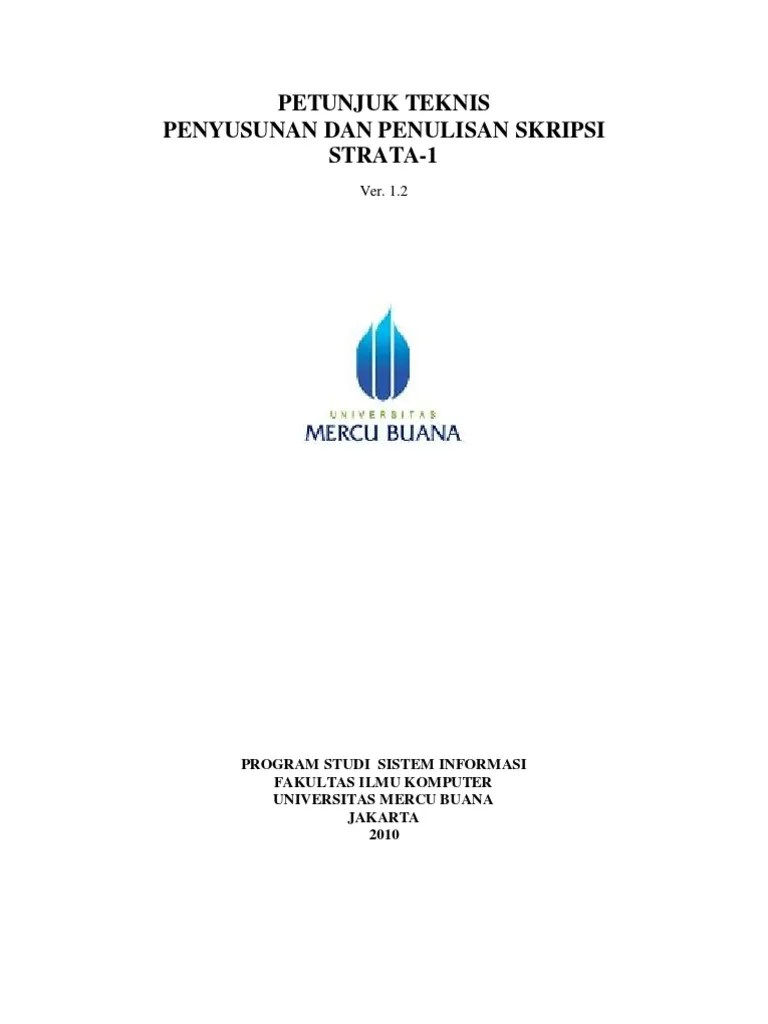 Petunjuk Teknis Penyusunan Dan Penulisan Skripsi Strata-1 | PDF