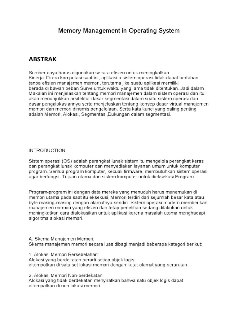 Memory Management in Operating System | PDF