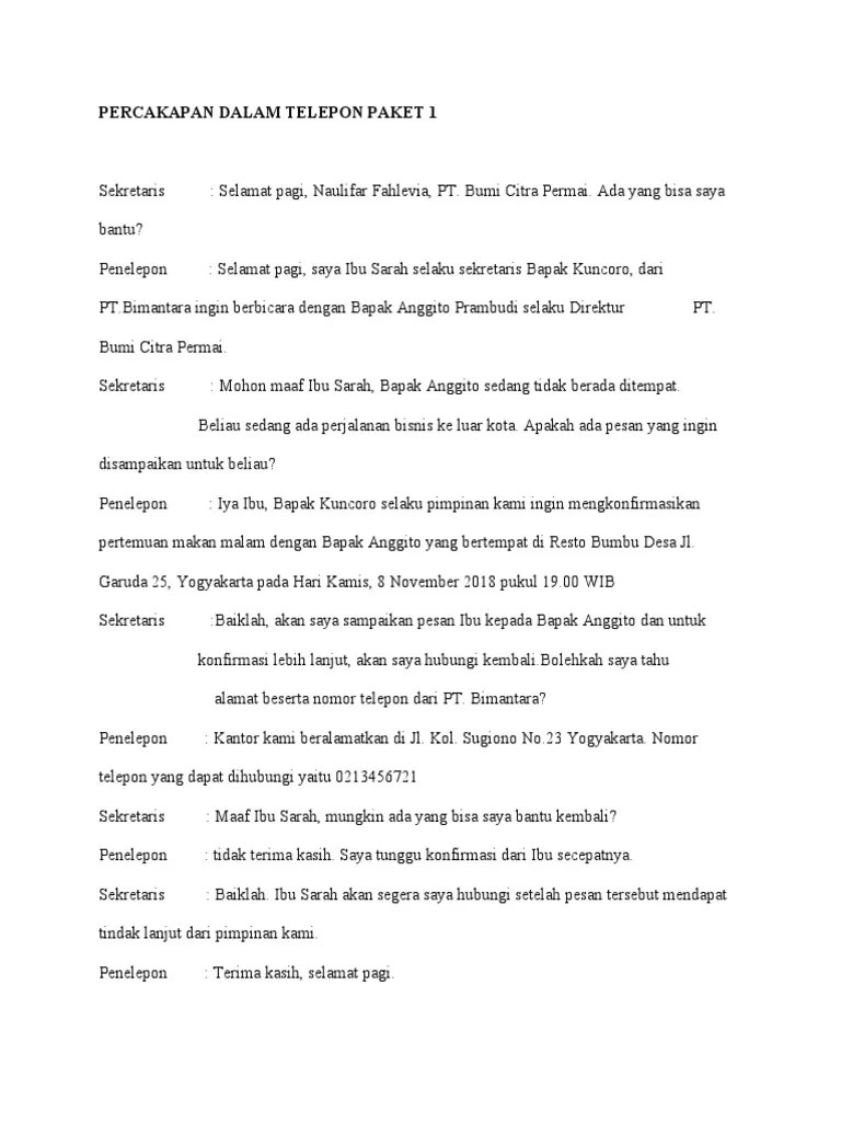 Contoh Percakapan Dalam Menerima Telepon | PDF