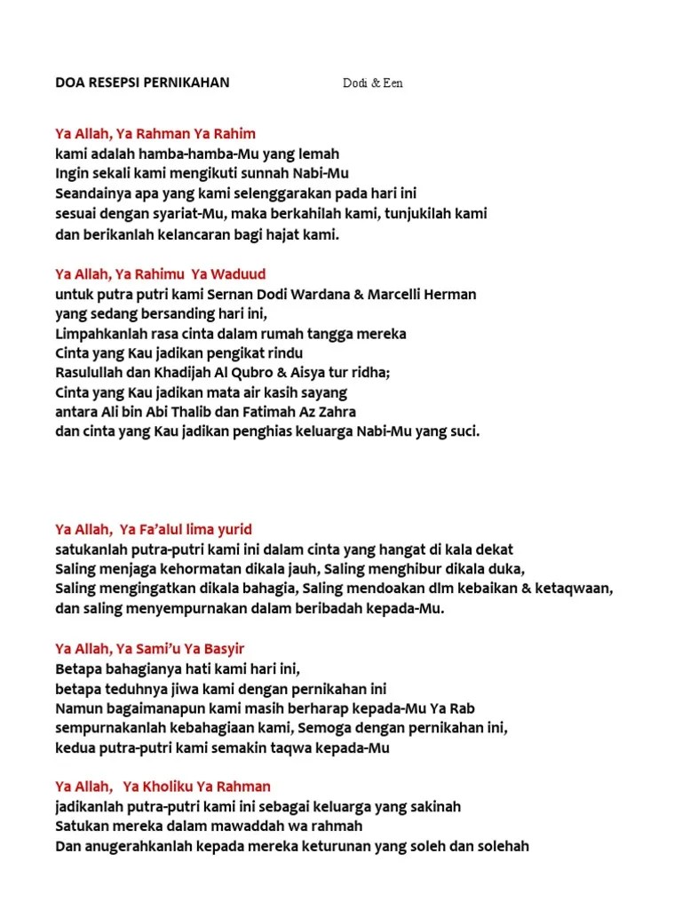 Informasi Doa Terlengkap 💕: Doa Resepsi Pernikahan Bahasa Arab