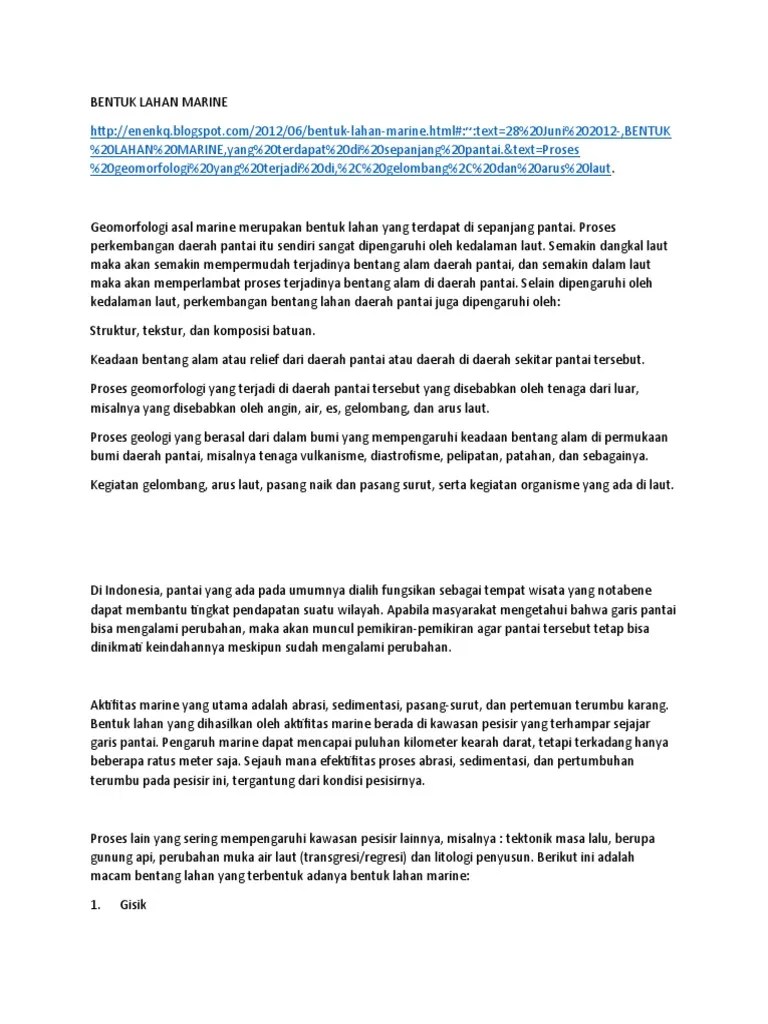 Bentuk Lahan Marine | PDF