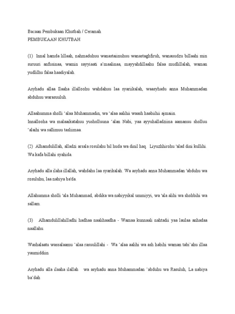 Bacaan Pembukaan Khutbah | PDF