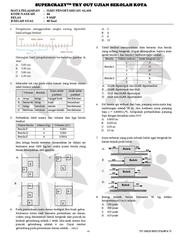 Soal To 1 Usk 9 Ipa - No | PDF