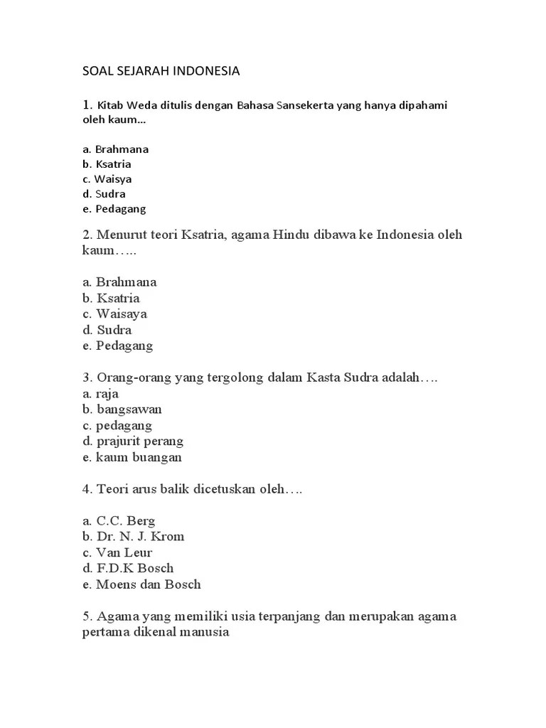 Soal Sejarah Indonesia | PDF