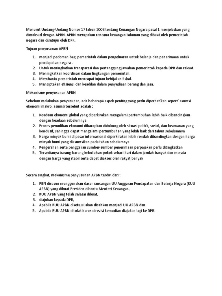 mekanisme penyusunan dan penetapan APBN | PDF