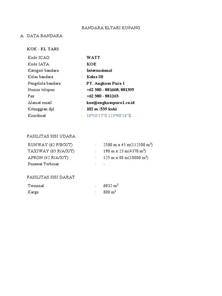 Bandara Eltari Kupang | PDF