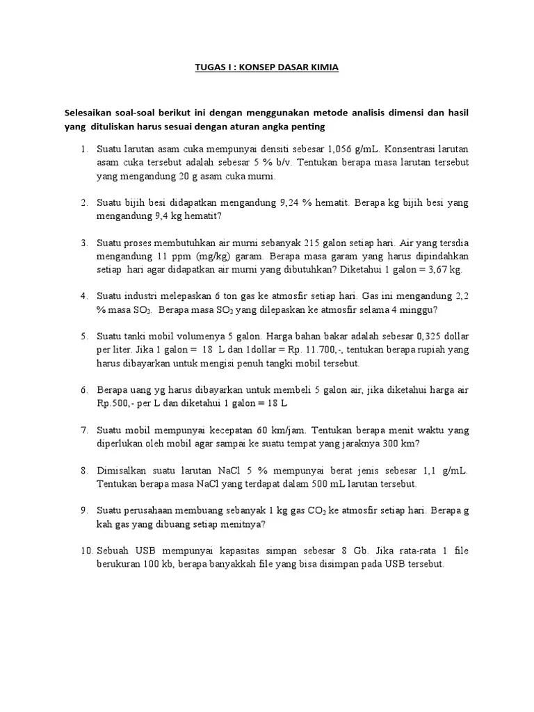Tugas I Konsep Dasar Kimia | PDF