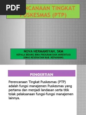Perencanaan Tingkat Puskesmas (PTP) Pak Kabid | PDF