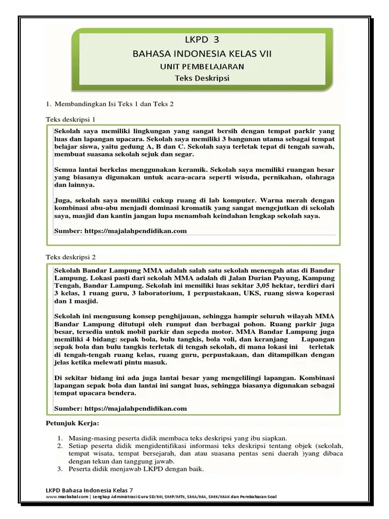 LKPD 3 Bahasa Indonesia Kelas 7 Kurikulum 2013 (masbabal.com) | PDF