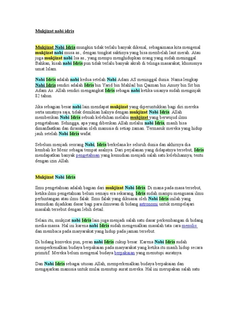 Mukjizat Nabi Idris | PDF