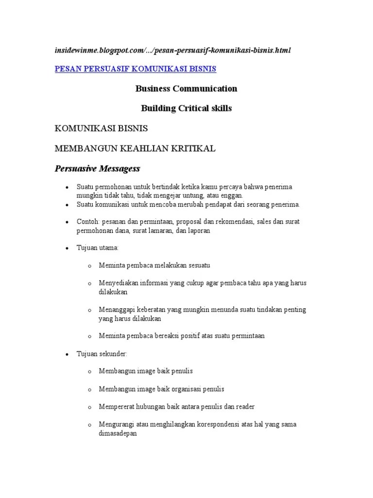 Contoh Surat Bisnis Persuasif - Surat Surat