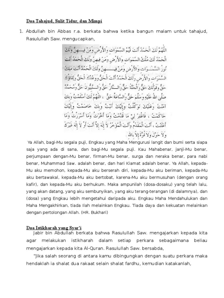 Niat Sholat Tahajud Istikharah Dan Hajat