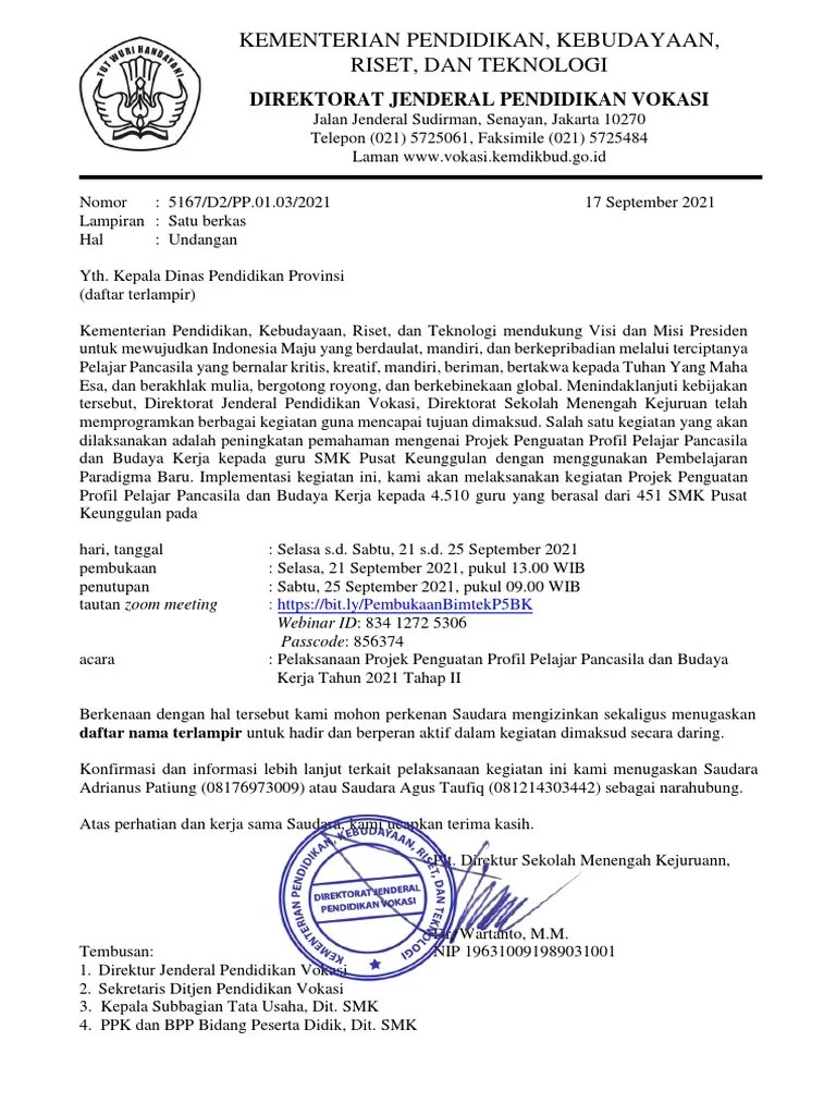 Undangan Daring 4510 Peserta p5bk Tahap II | PDF