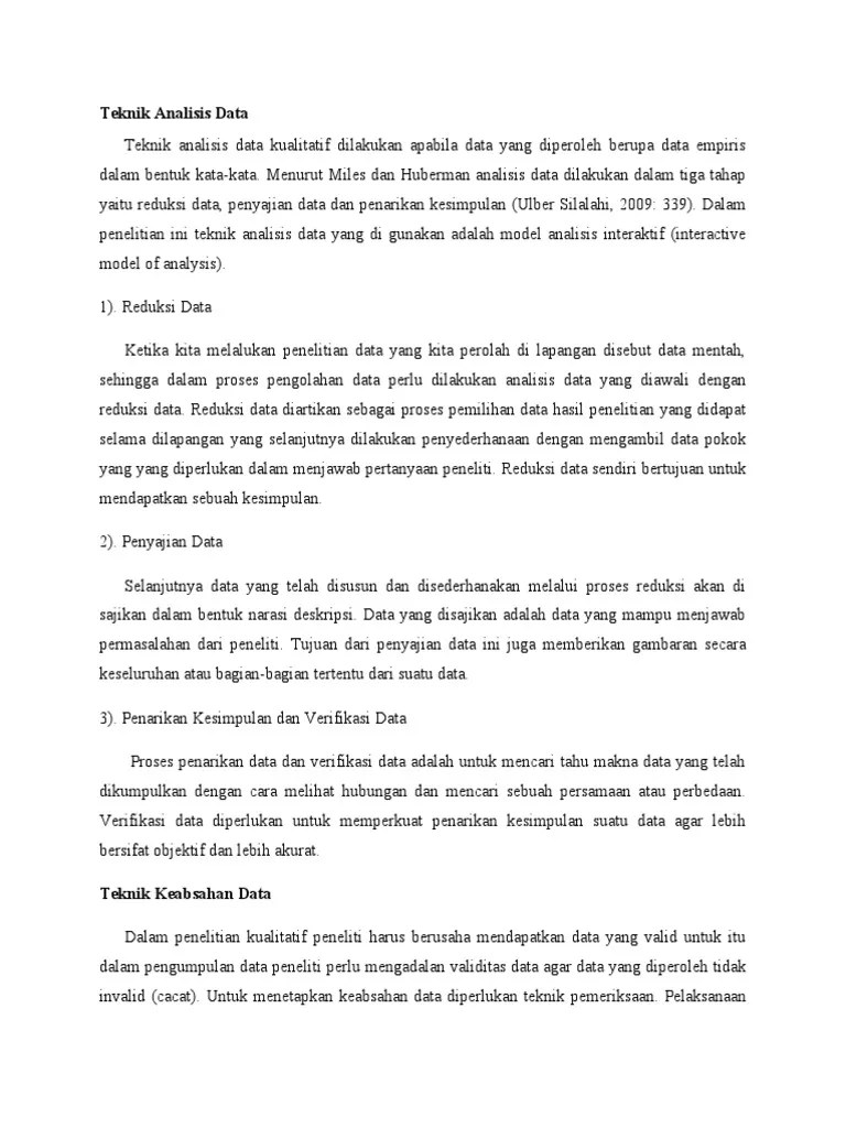 Teknik Analisis Data &amp; Teknik Keabsahan Data | PDF