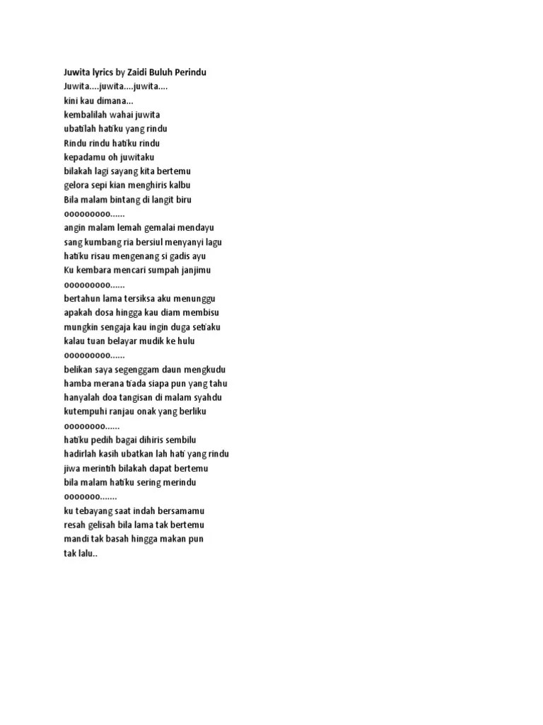 Juwita Lyrics by Zaidi Buluh Perindu | PDF