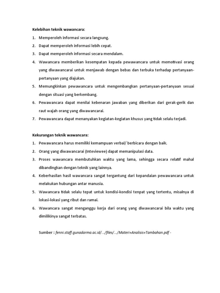 Kelebihan Teknik Wawancara | PDF